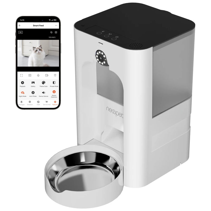 Alimentador Automático Inteligente 4L com Câmera, App e Voz para Cães e Gatos - Bivolt