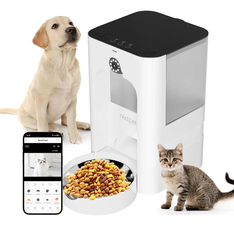 Alimentador Automático Inteligente 4L com Câmera, App e Voz para Cães e Gatos - Bivolt