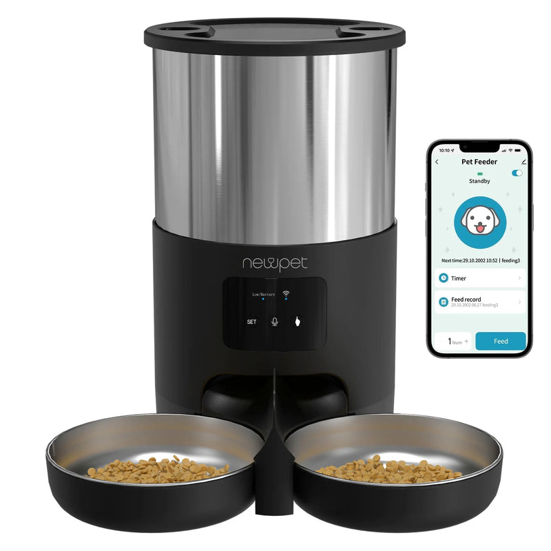 Alimentador Automático Inteligente para Pets com App - 4 Refeições e Gravador de Voz