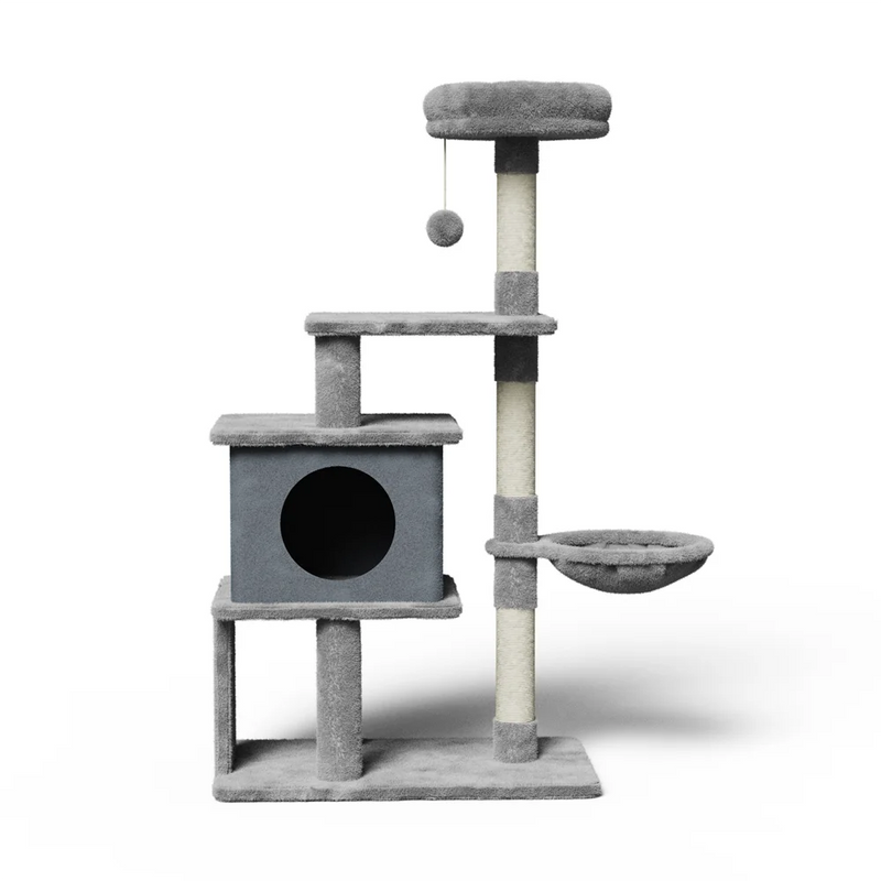 Arranhador Torre Multi-Nível para Gatos com Casa, Rede e Plataformas - 112cm