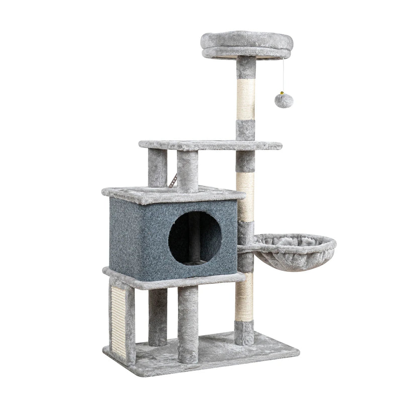 Arranhador Torre Multi-Nível para Gatos com Casa, Rede e Plataformas - 112cm