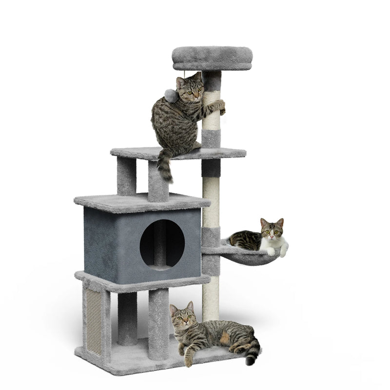 Arranhador Torre Multi-Nível para Gatos com Casa, Rede e Plataformas - 112cm
