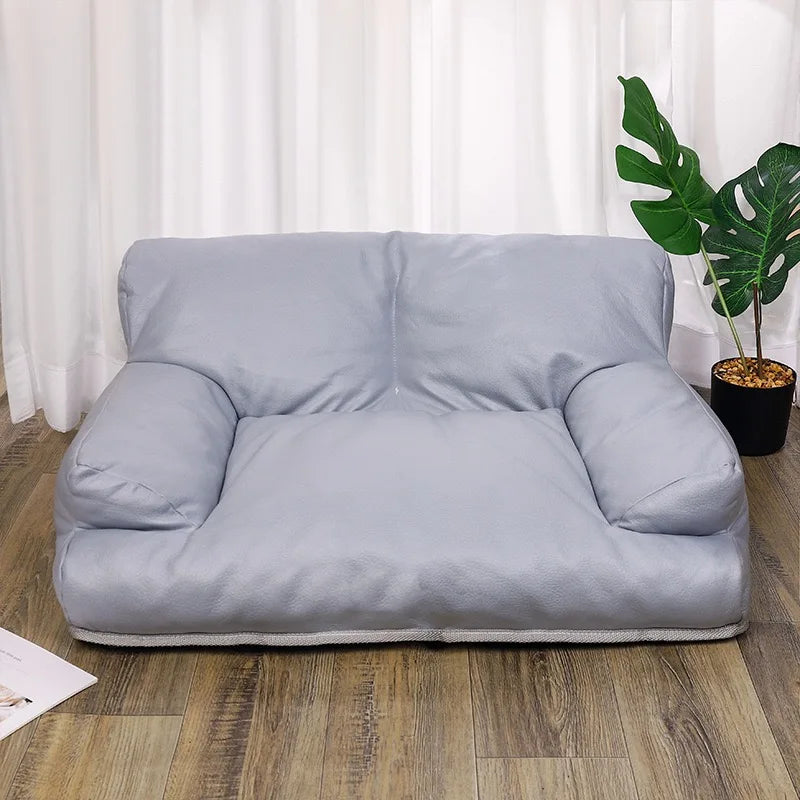 Cama Sofá de Couro Impermeável para Pets Pequenos e Médios