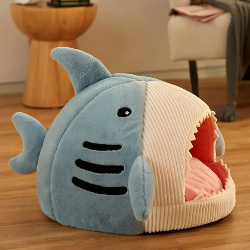 Cama Toquinha para Gatos Tubarão Aconchegante Algodão