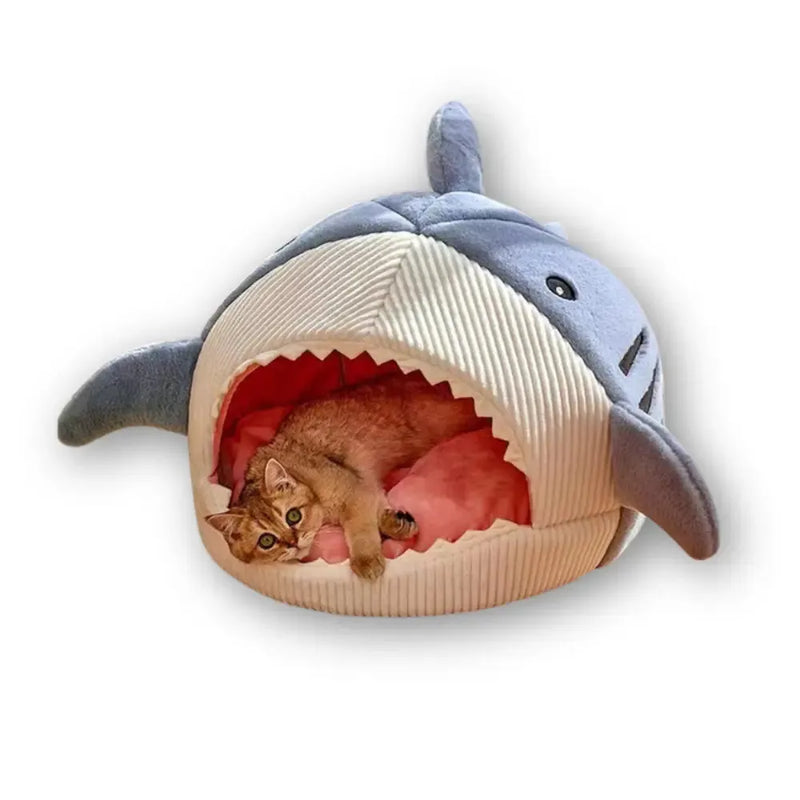 Cama Toquinha para Gatos Tubarão Aconchegante Algodão