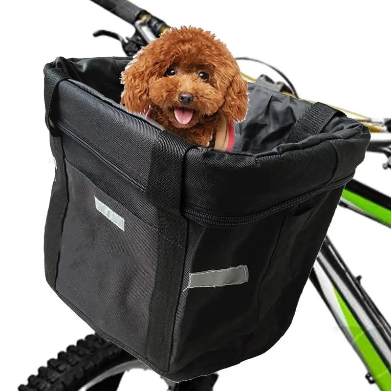 Cesta Frontal Removível e Dobrável para Bicicleta para Pets - Transporte Seguro e Prático