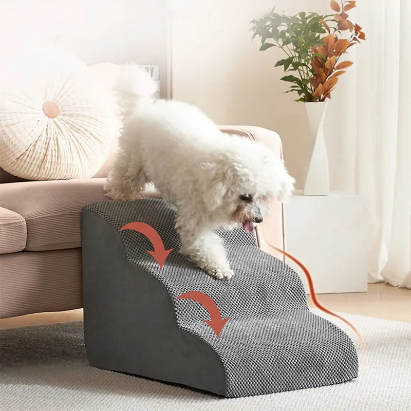 Escada para Cães de Pequeno Porte - 3 Degraus - Base Antiderrapante