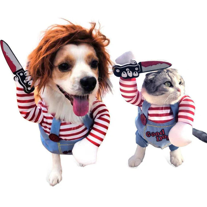 Fantasia Chucky Cachorro Halloween - Roupa Terror Pet Confortável