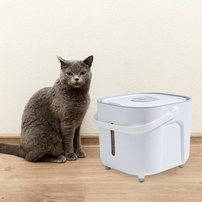 Recipiente Hermético de Armazenamento de Ração para Cães e Gatos com Alça Portátil