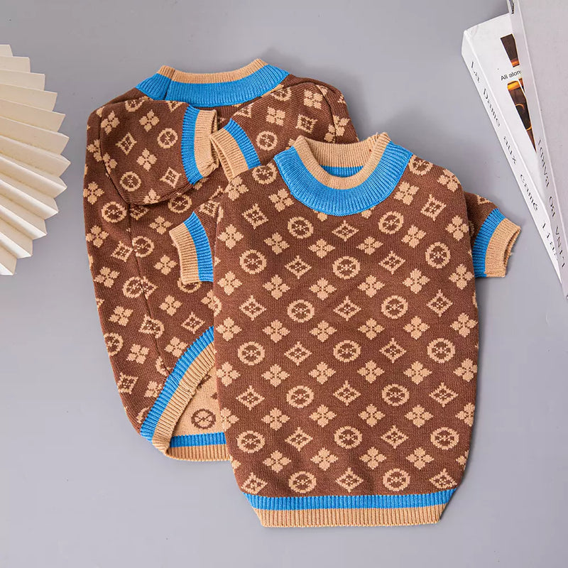 Roupa de Cachorro de Malha Estampada - Blusa de Inverno para Cães