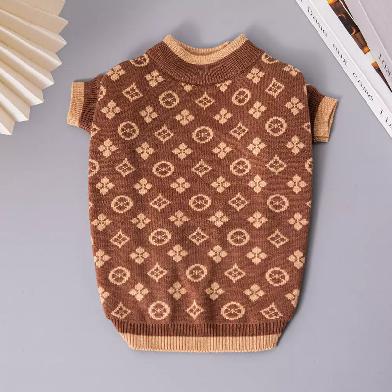 Roupa de Cachorro de Malha Estampada - Blusa de Inverno para Cães