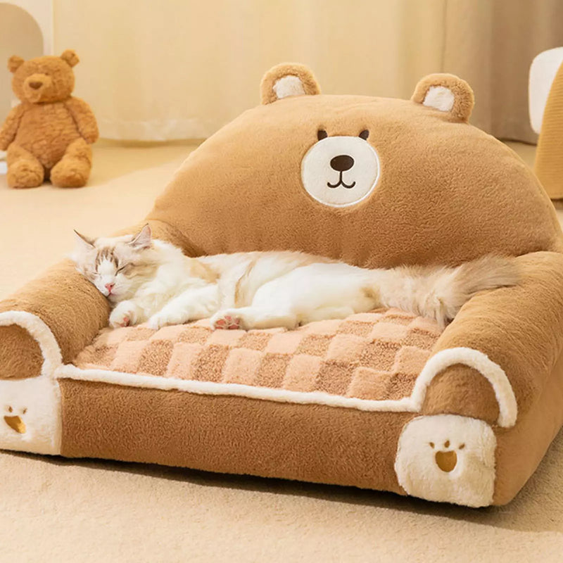 Sofá Cama Pet Bear com Capa Removível - Design Ergonômico para Cães e Gatos